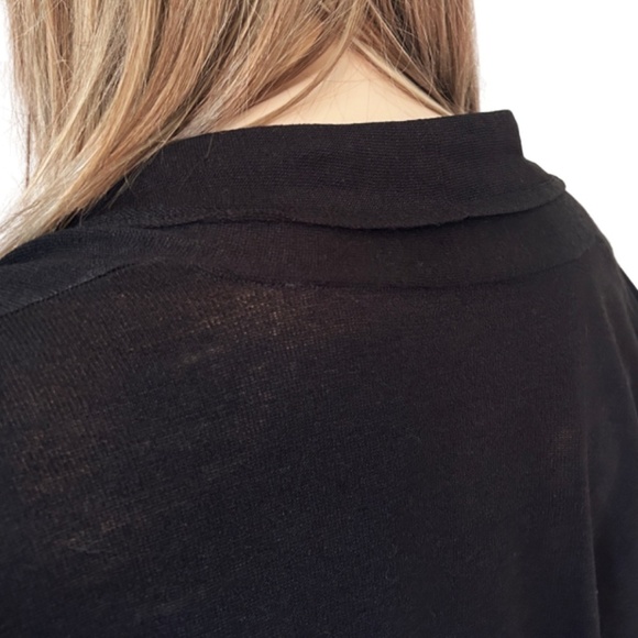 Talbots 100% Silk Shrug Cardigan Sweater Open Front Duster Short Sleeve Black - Picture 8 of 11